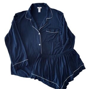 Eberjey Pajama Set Navy Short Sleeve Top & Shorts Size S